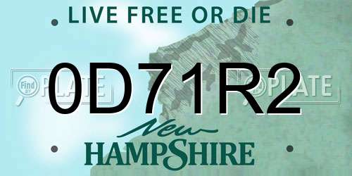 0D71R2 New Hampshire License Plate