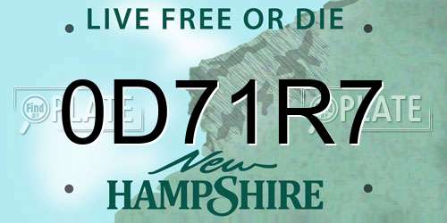 0D71R7 New Hampshire License Plate