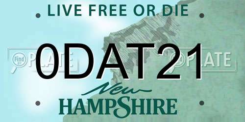 0DAT21 New Hampshire License Plate