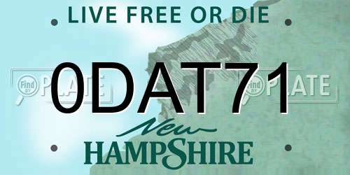 0DAT71 New Hampshire License Plate