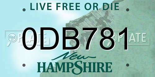 0DB781 New Hampshire License Plate