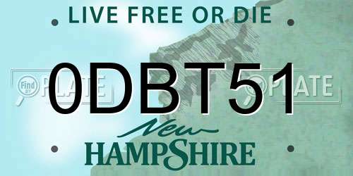 0DBT51 New Hampshire License Plate