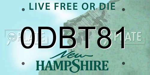 0DBT81 New Hampshire License Plate