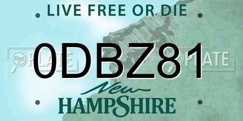 0DBZ81 New Hampshire License Plate