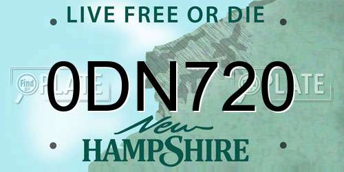 0DN720 New Hampshire License Plate