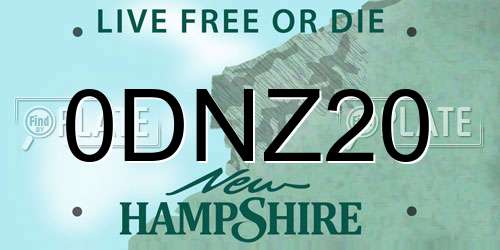 0DNZ20 New Hampshire License Plate
