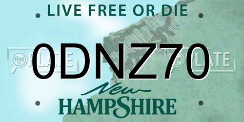 0DNZ70 New Hampshire License Plate