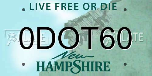 0DOT60 New Hampshire License Plate