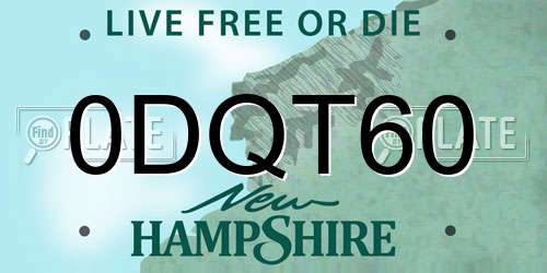 0DQT60 New Hampshire License Plate