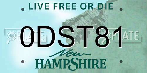 0DST81 New Hampshire License Plate