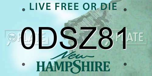 0DSZ81 New Hampshire License Plate