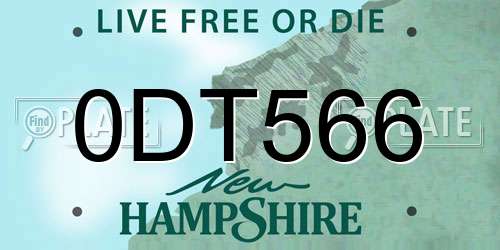 0DT566 New Hampshire License Plate