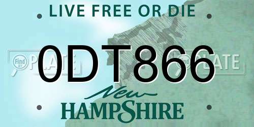 0DT866 New Hampshire License Plate