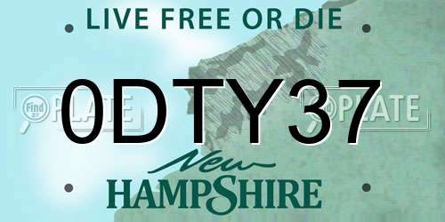 0DTY37 New Hampshire License Plate