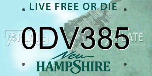 0DV385 New Hampshire License Plate