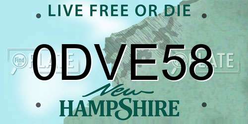 0DVE58 New Hampshire License Plate