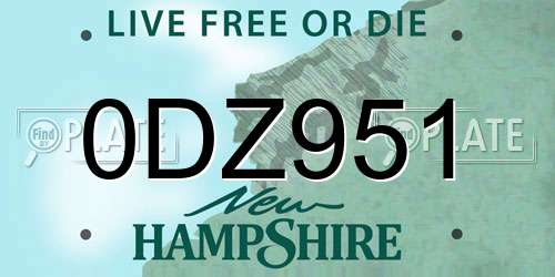 0DZ951 New Hampshire License Plate