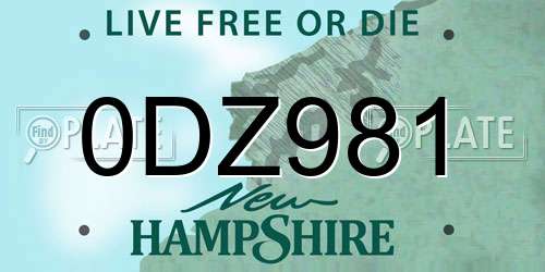 0DZ981 New Hampshire License Plate