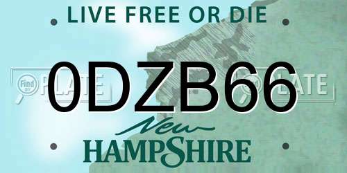 0DZB66 New Hampshire License Plate