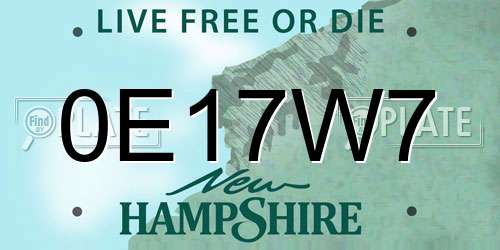 0E17W7 New Hampshire License Plate