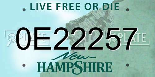 0E22257 New Hampshire License Plate