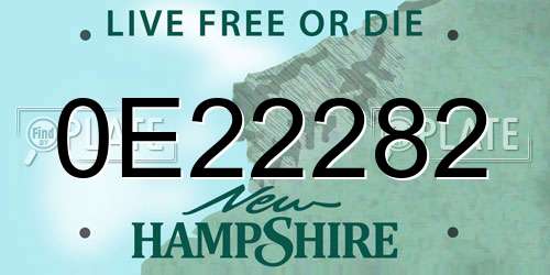 0E22282 New Hampshire License Plate