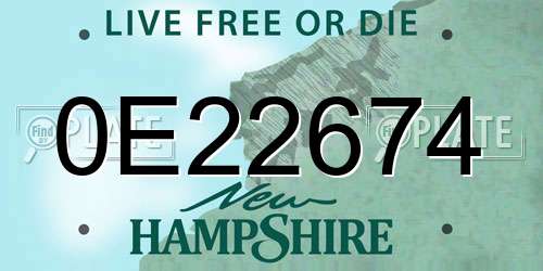 0E22674 New Hampshire License Plate