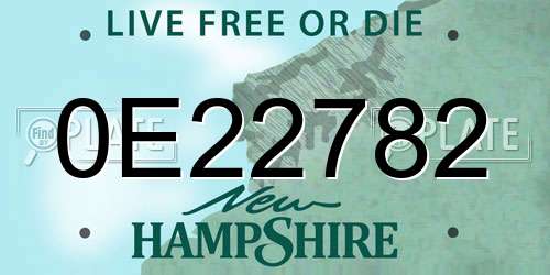 0E22782 New Hampshire License Plate