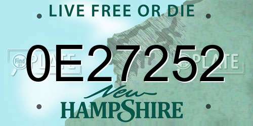 0E27252 New Hampshire License Plate