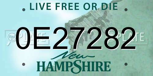 0E27282 New Hampshire License Plate
