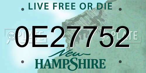 0E27752 New Hampshire License Plate