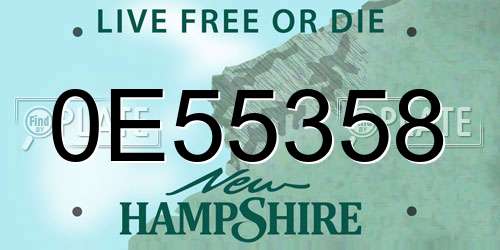 0E55358 New Hampshire License Plate