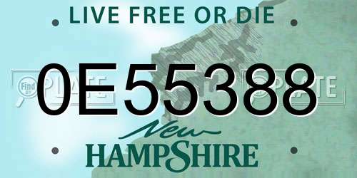 0E55388 New Hampshire License Plate