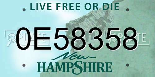 0E58358 New Hampshire License Plate