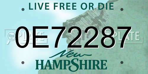 0E72287 New Hampshire License Plate