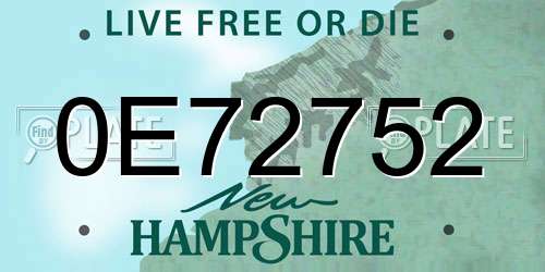 0E72752 New Hampshire License Plate