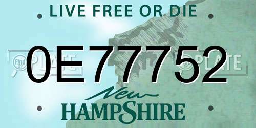 0E77752 New Hampshire License Plate