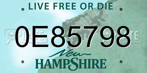 0E85798 New Hampshire License Plate