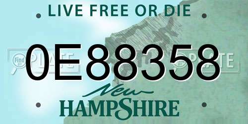 0E88358 New Hampshire License Plate