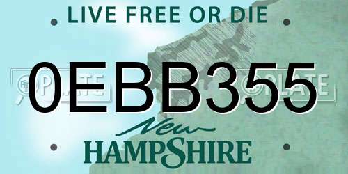 0EBB355 New Hampshire License Plate