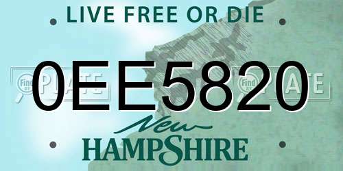 0EE5820 New Hampshire License Plate