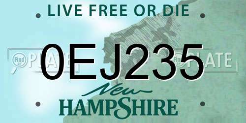 0EJ235 New Hampshire License Plate