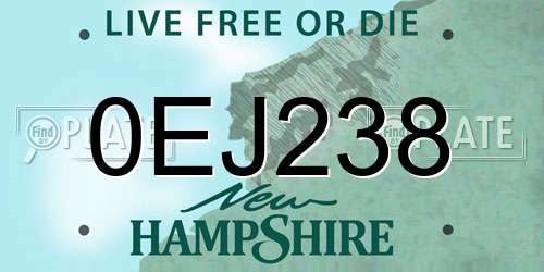 0EJ238 New Hampshire License Plate