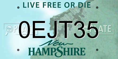 0EJT35 New Hampshire License Plate
