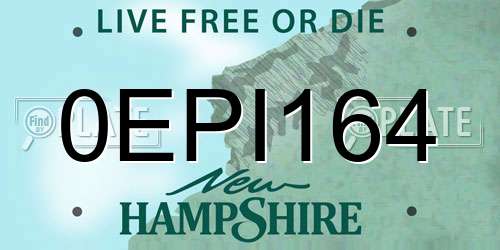 0EPI164 New Hampshire License Plate