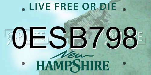 0ESB798 New Hampshire License Plate