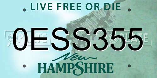 0ESS355 New Hampshire License Plate