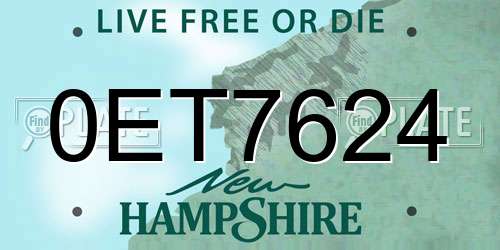 0ET7624 New Hampshire License Plate
