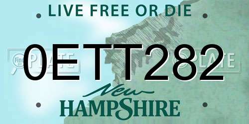 0ETT282 New Hampshire License Plate