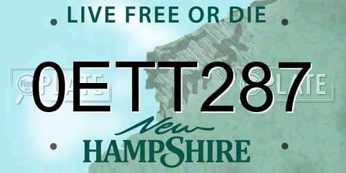 0ETT287 New Hampshire License Plate